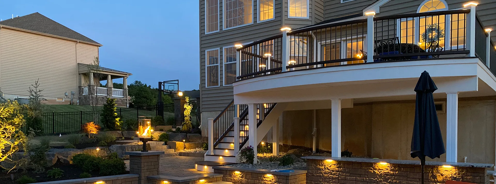 deck with outdoor lighting
