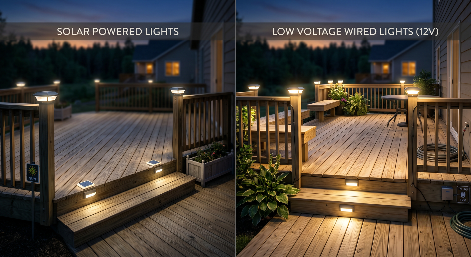 Solar vs. Low Voltage Deck Lights: Which One Should You Choose? 1 solar vs low voltage deck lights